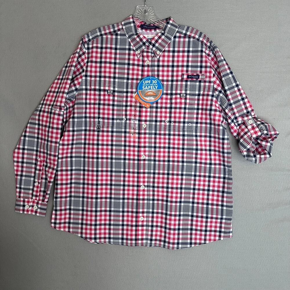 Columbia Super Bahama Plaid Long Sleeve Button Down Shirt Women’s XL NWT UPF 30